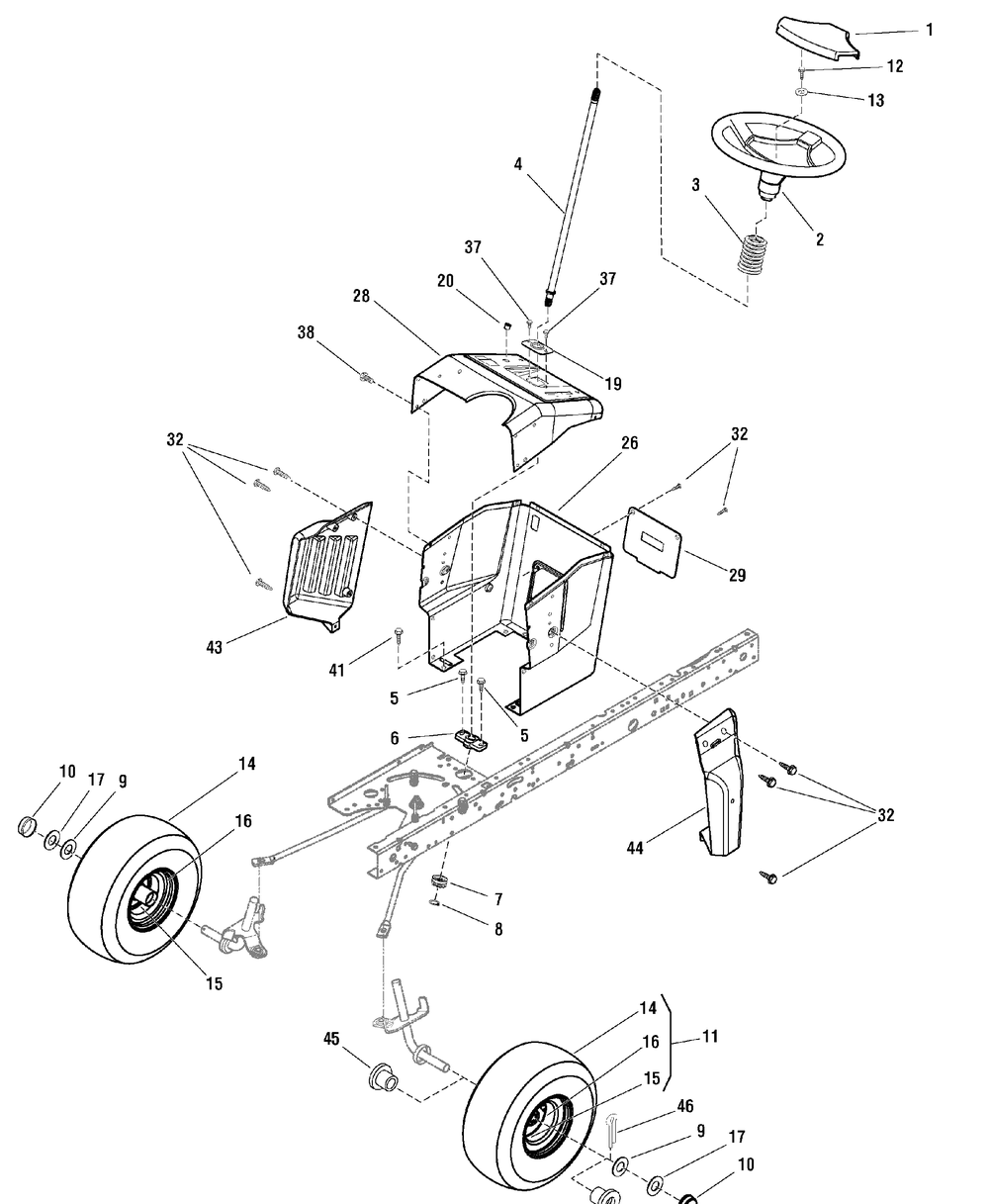 Steering Group Diagram and Parts List for 7800568-RT195460 2009 Briggs and Stratton Lawn Tractor
